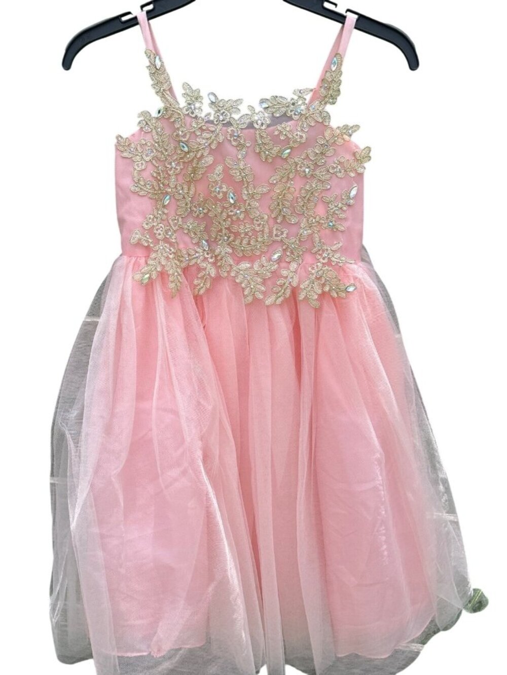 Sophia Young Design Limited Girls Size 8 Tulle Dress With Gold Lace Appliqué & R